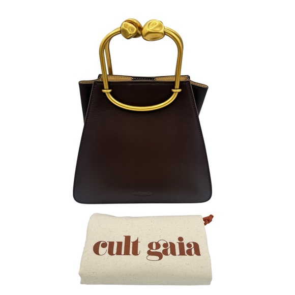 NEW Cult Gaia Maxine Top Handle Bag Luwak Dark Brown Leather - Picture 5 of 9